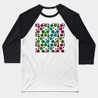 Colorful Repeating Flowers Baseball T-Shirt